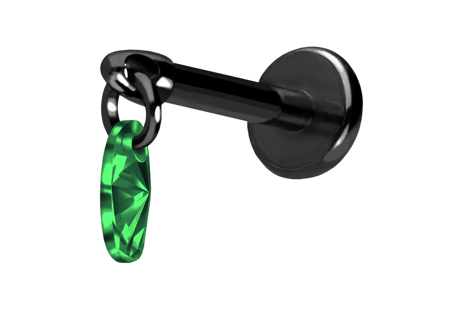 Titan Labret Piercing mit Push Fit KRISTALLOVAL